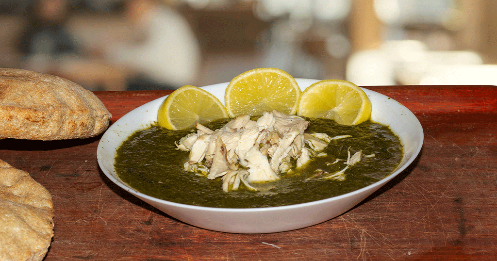 طبق ملوخية بالدجاج