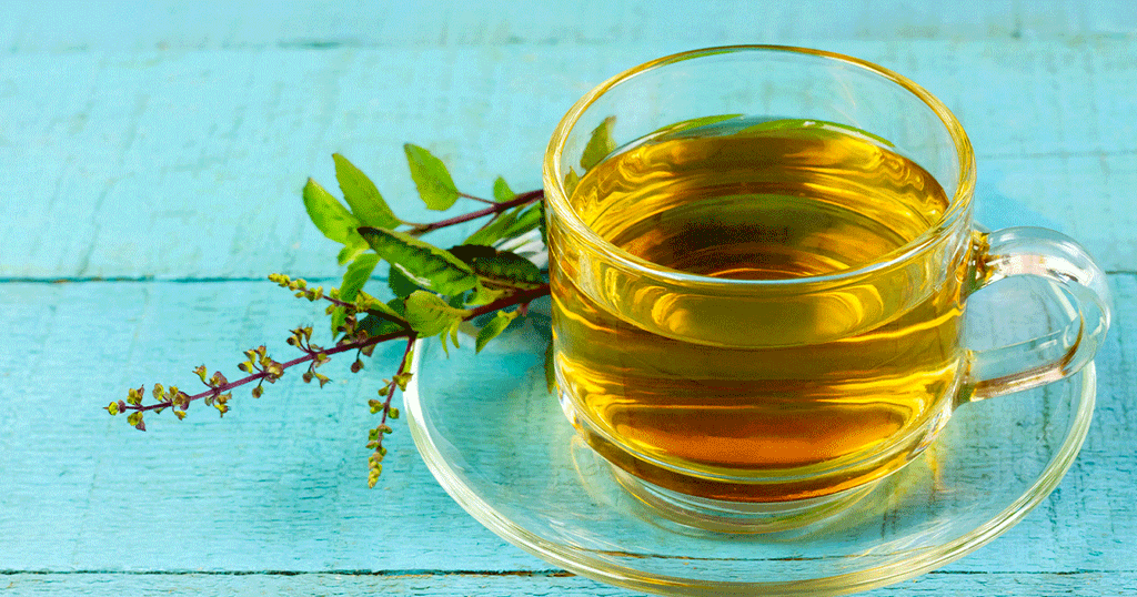 مشروب الحبق مع الشاي